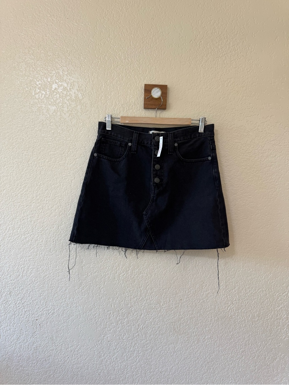 NWT Madewell Rigid Denim A-Line Mini Skirt in Lunar Wash Button Front Size 28